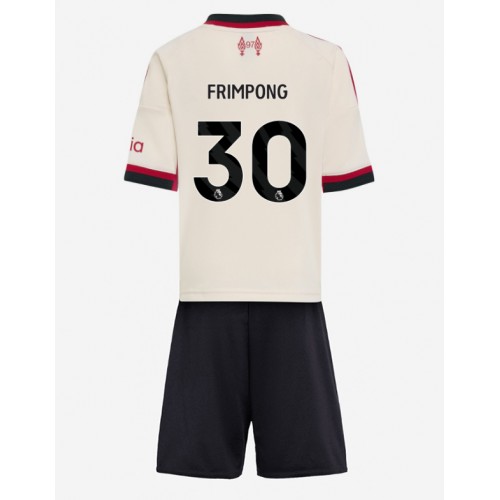 Stroje piłkarskie Liverpool Jeremie Frimpong #30 Koszulka Wyjazdowej dla dzieci 2025-26 Krótki Rękaw (+ szorty)